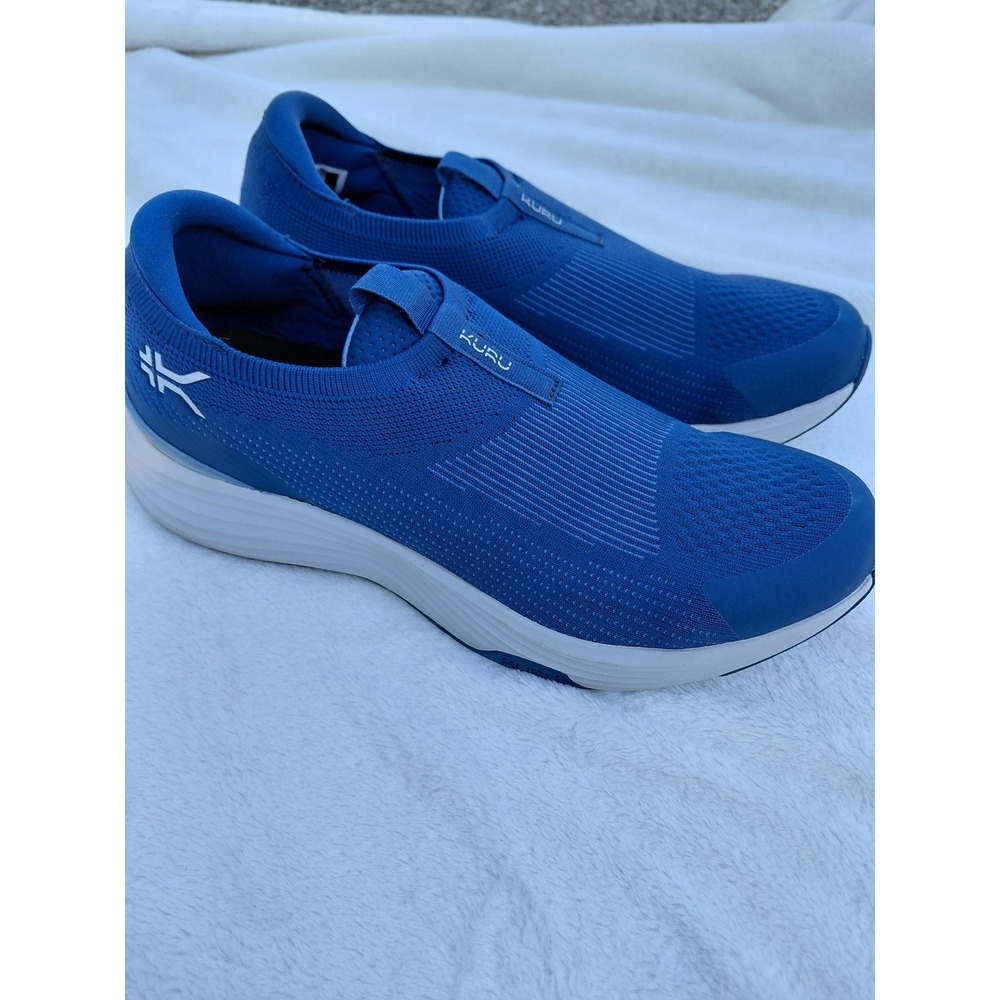 Kuru Atom Mens Blue Knit Slip On Athletic Walking Shoes Sneakers